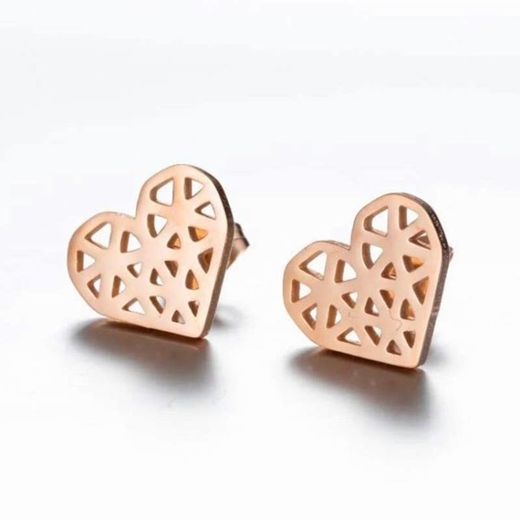 Deja Vu Kreations Jewelry - ROSE Gold Geometric Heart Earring Pair
